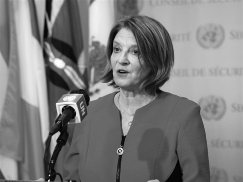 2022年1月4日,在位于纽约的联合国总部,时任挪威常驻联合国代表尤尔发表讲话。